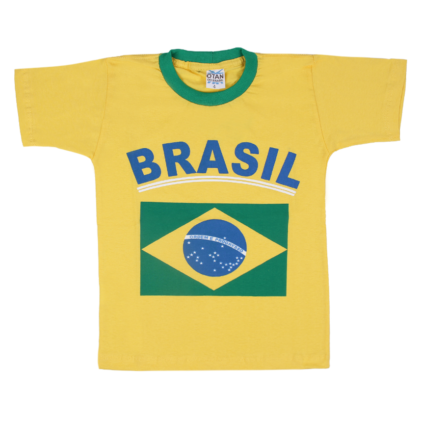 Camiseta Infantil Otan Manga Curta Estampa Brasil
