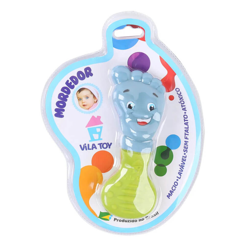 Mordedor Vila Toy Pezinho Azul E Verde Mordedor Vila Toy Pezinho Azul E Verde