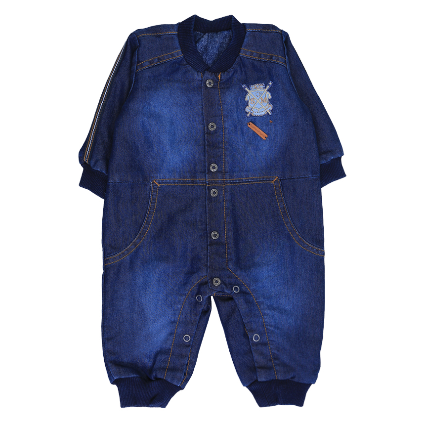 Macacão Longo Bebê Sonho Mágico Jeans Bordado Brasão