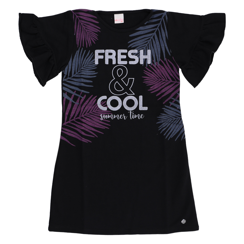 Vestido Color Girl Manga Curta Moletinho Fresh