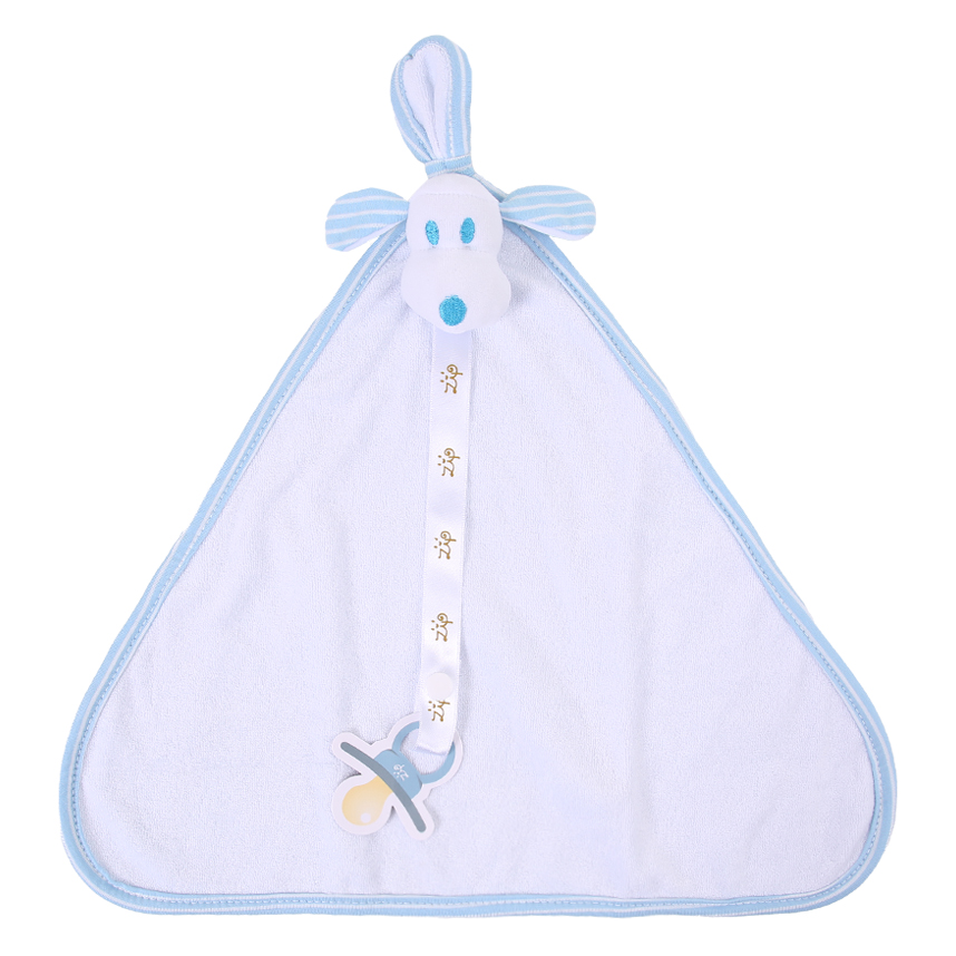 Naninha Zip Blanket Atoalhado Listrado Dog Baby Azul Claro Naninha Zip Blanket Atoalhado Listrado Dog Baby Azul Claro