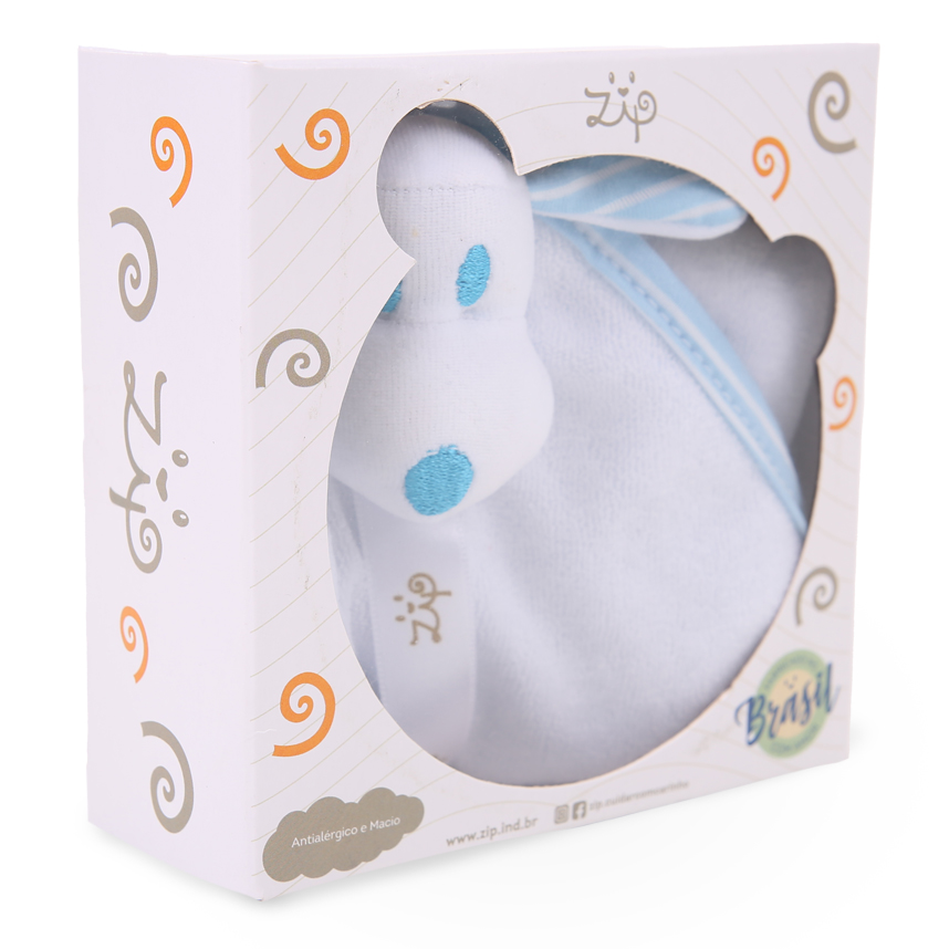 Naninha Zip Blanket Atoalhado Listrado Dog Baby Azul Claro Naninha Zip Blanket Atoalhado Listrado Dog Baby Azul Claro