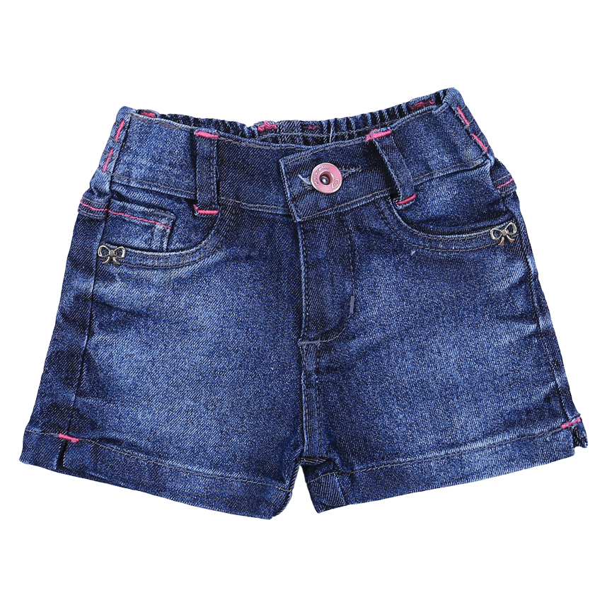 Short Jeans Mackvanny Com Bordado Lacinho Bebê