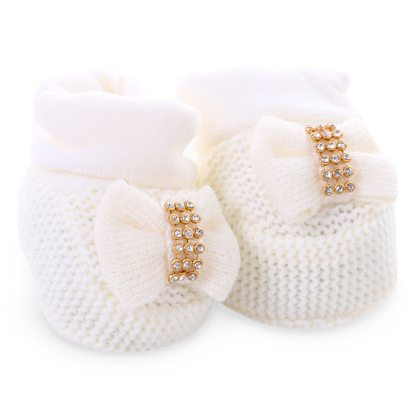 Sapatinho Bebê Everly Tricot Com Laço E Strass