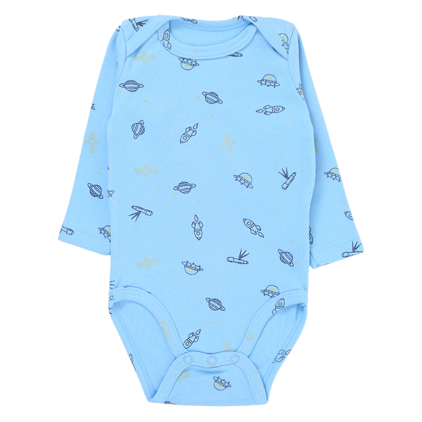 Kit Body Manga longa Fakini 03 Peças Em Suedine Estampa Space