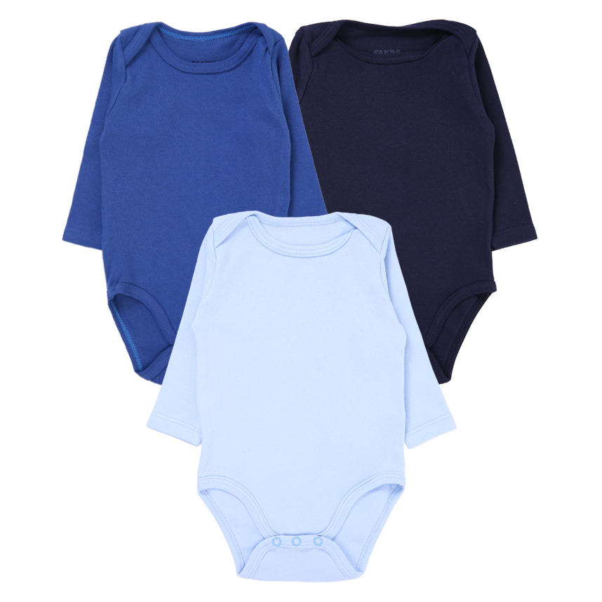 Kit Body Manga Longa Bebê Fakini Suedine Básico - 3 Peças Kit Body Manga Longa Bebê Fakini Suedine Básico - 3 Peças