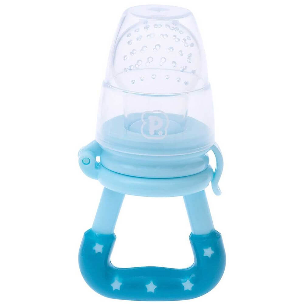 Alimentador Pimpolho Em Silicone Com Tampa +6 Meses Azul Alimentador Pimpolho Em Silicone Com Tampa +6 Meses Azul
