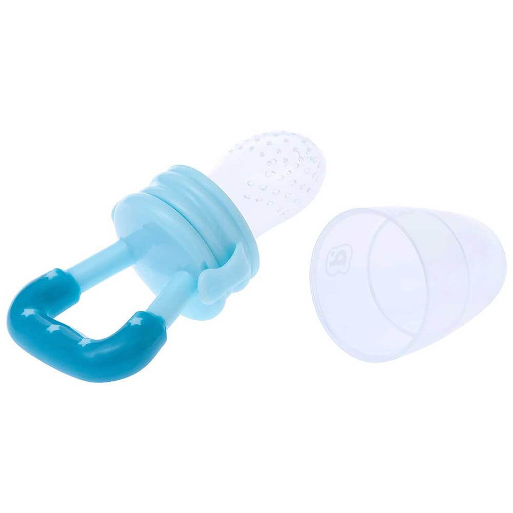Alimentador Pimpolho Em Silicone Com Tampa +6 Meses Azul Alimentador Pimpolho Em Silicone Com Tampa +6 Meses Azul