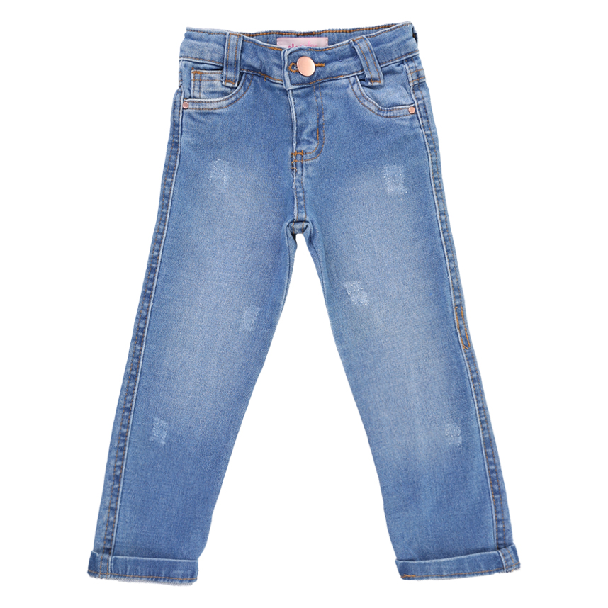 Calça Jeans Color Mini Com Detalhe Puído Primeiros Passos Calça Jeans Color Mini Com Detalhe Puído Primeiros Passos