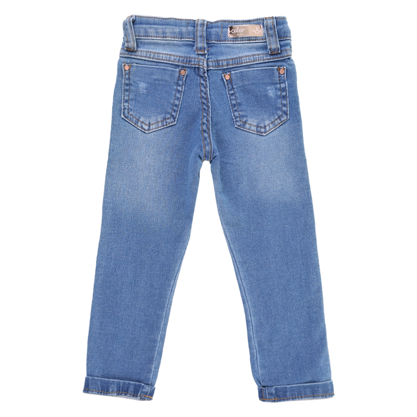 Calça Jeans Color Mini Com Detalhe Puído Primeiros Passos Calça Jeans Color Mini Com Detalhe Puído Primeiros Passos