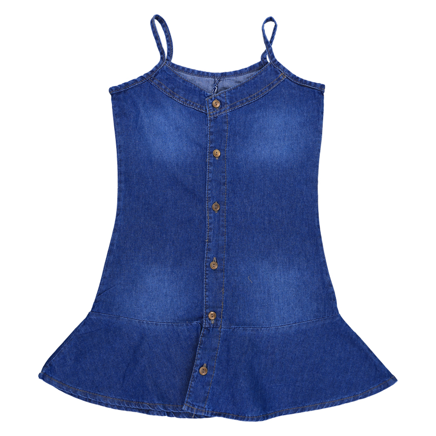 Vestido Jeans Pami Com Babado na Barra