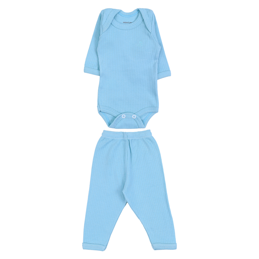 Conjunto Bebê Junkes Body Manga Longa Canelado + Mijão