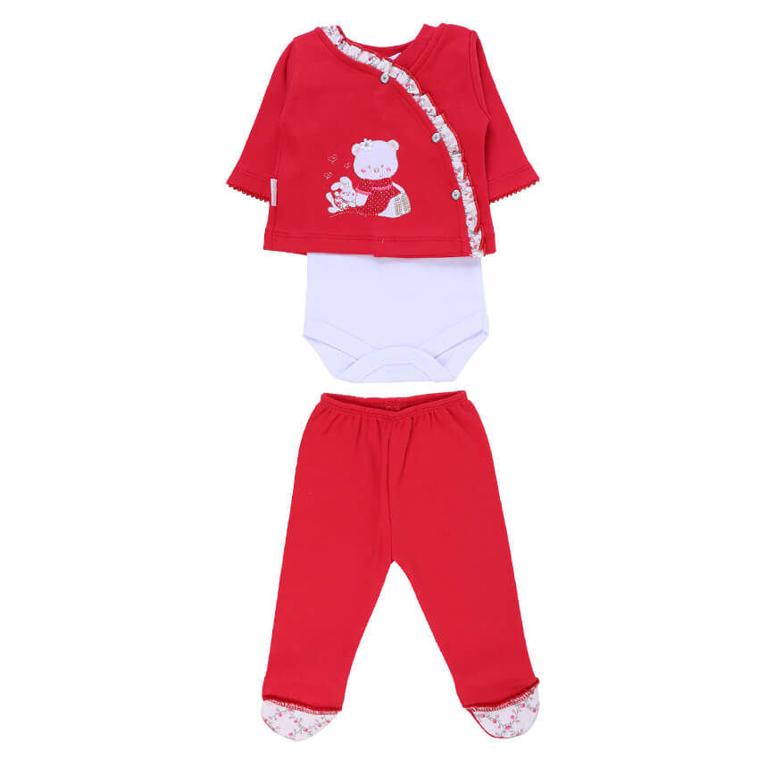 Pagão Puro Carinho Body Manga Longa Bordado 03 Peças