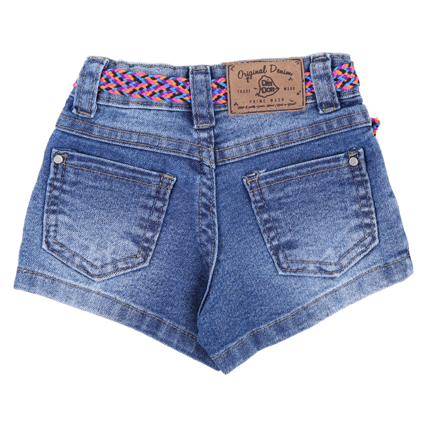 Short Din Don Jeans Com Cinto Colorido