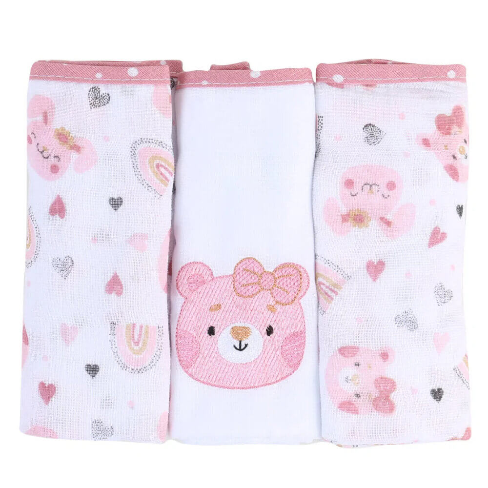 Fralda Baby Gijo Com 03 Unidades 70x68 Cute Animals Menina