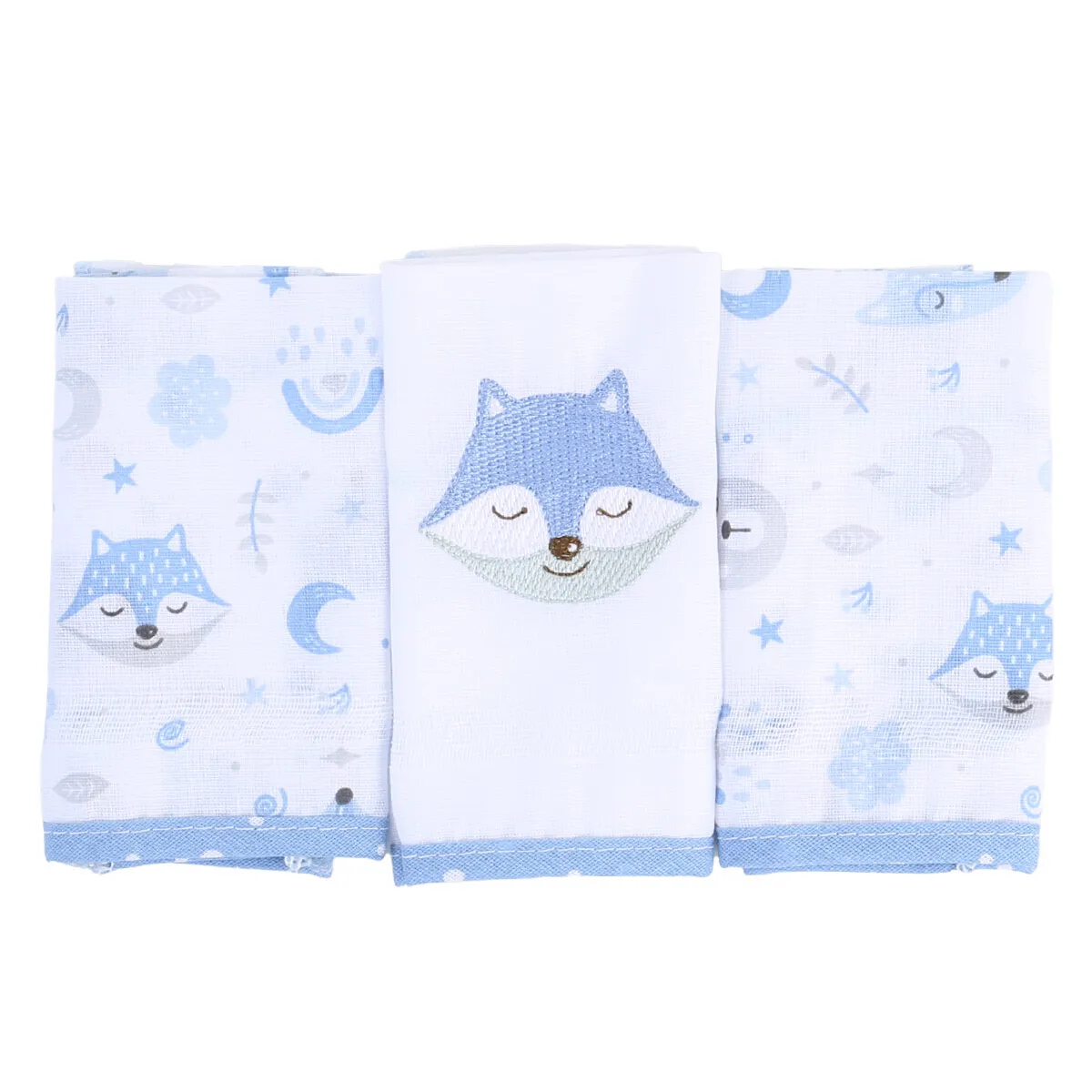 Pano de Boca Baby Gijo 03 Peças Cute Animals Felpudo Menino