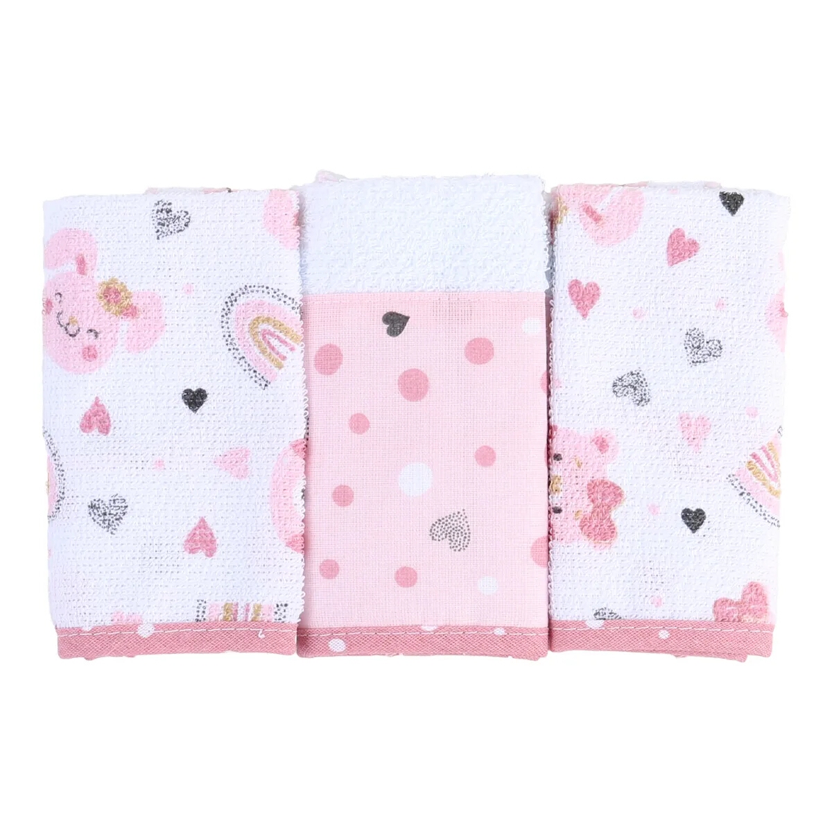 Pano de Boca Baby Gijo 03 Peças Cute Animals Felpudo Menina