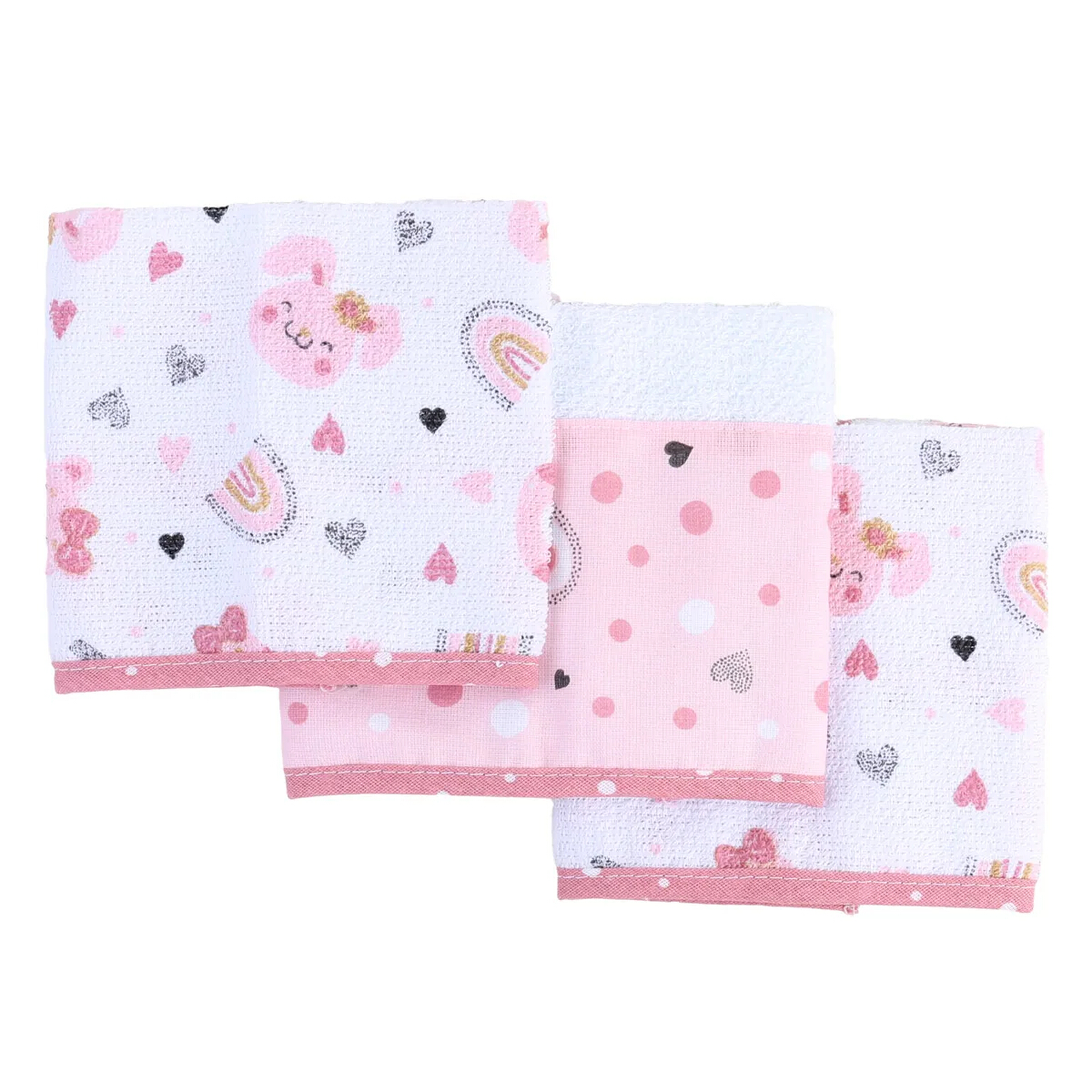 Pano de Boca Baby Gijo 03 Peças Cute Animals Felpudo Menina