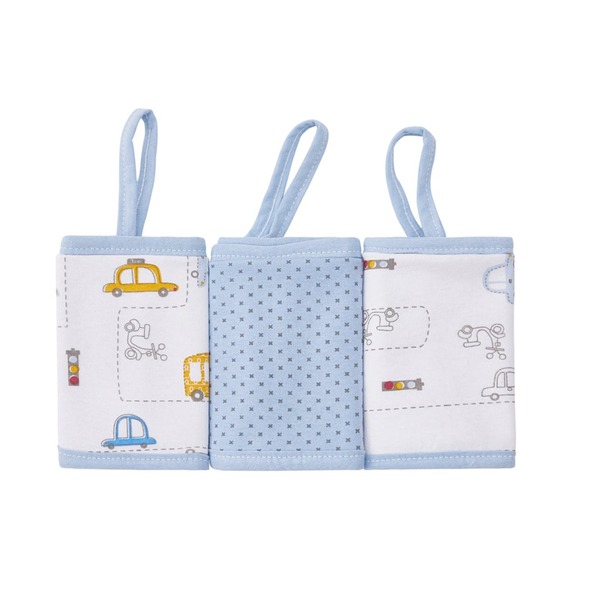 Pano De Boca Papi Karinho Com Prendedor Chupeta 03 Peças Carros 28 x28