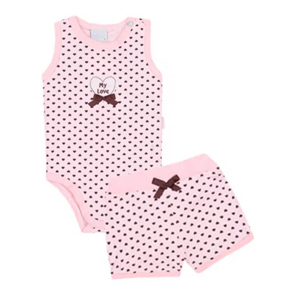 Conjunto Bebê Miniclo Regata Estampa Coração + Short