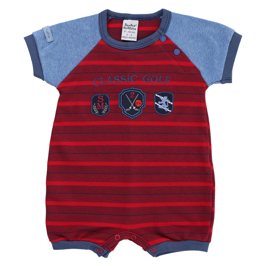 Macacão Curto Bebê Sonho Mágico Malha Estampa Golf