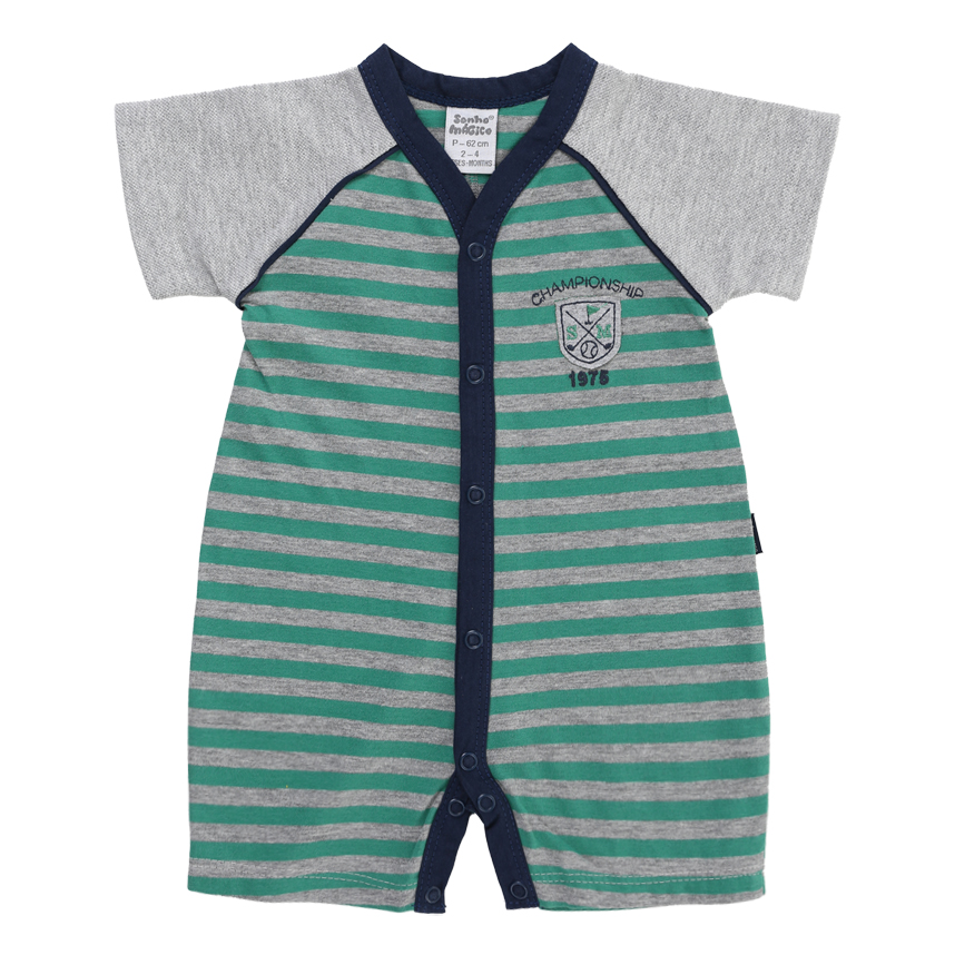 Macacão Curto Bebê Sonho Mágico Stripes Macacão Curto Bebê Sonho Mágico Stripes