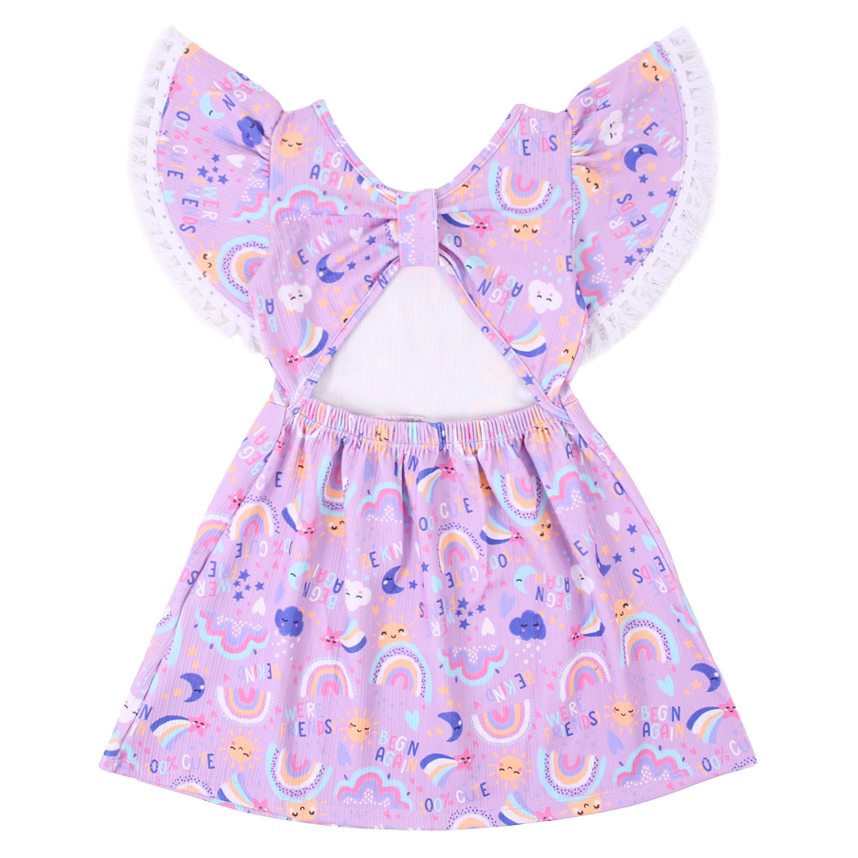 Vestido Infantil Kookabu Estampa Arco Íris Com Babados Vestido Infantil Kookabu Estampa Arco Íris Com Babados
