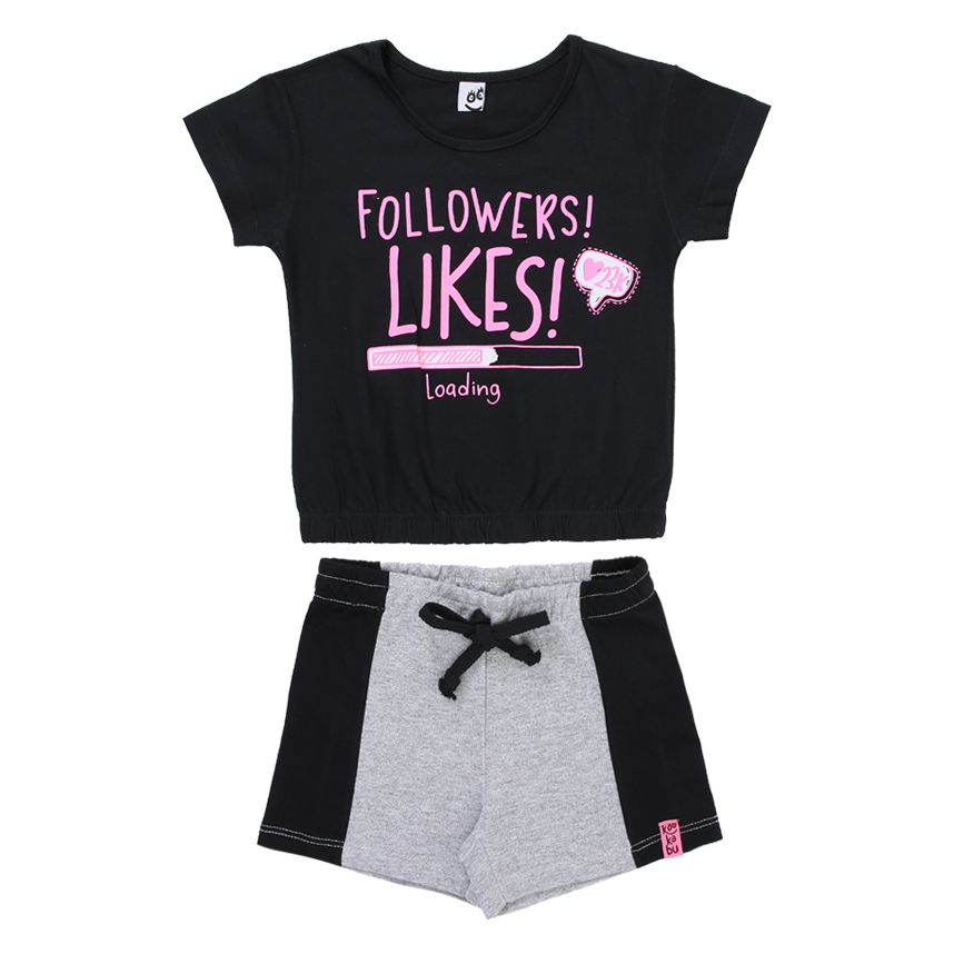 Conjunto Infantil Kookabu Blusa Estampa Followers + Shorts