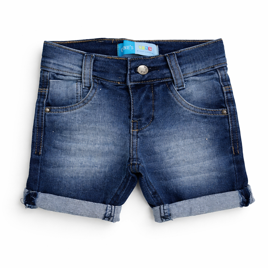 Bermuda Jeans Infantil Oznes Detalhes De Bigode E Barra Virada