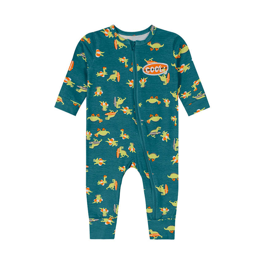 Macacão Longo Bebê Brandili Estampa Dino Pé Reversível Macacão Longo Bebê Brandili Estampa Dino Pé Reversível