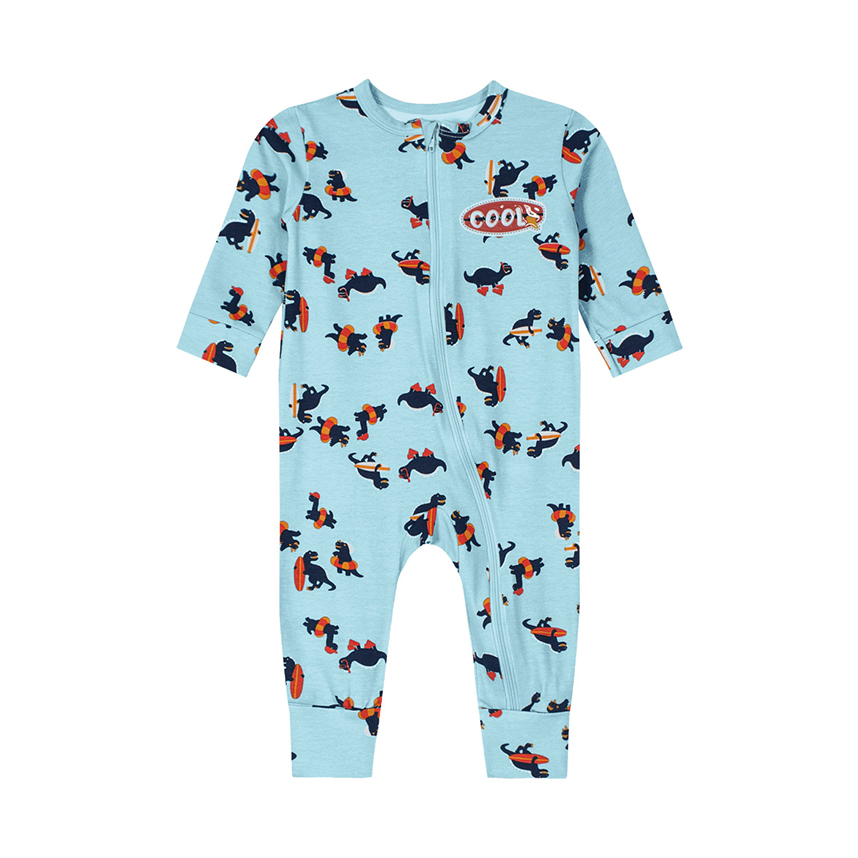 Macacão Longo Bebê Brandili Estampa Dino Pé Reversível Macacão Longo Bebê Brandili Estampa Dino Pé Reversível