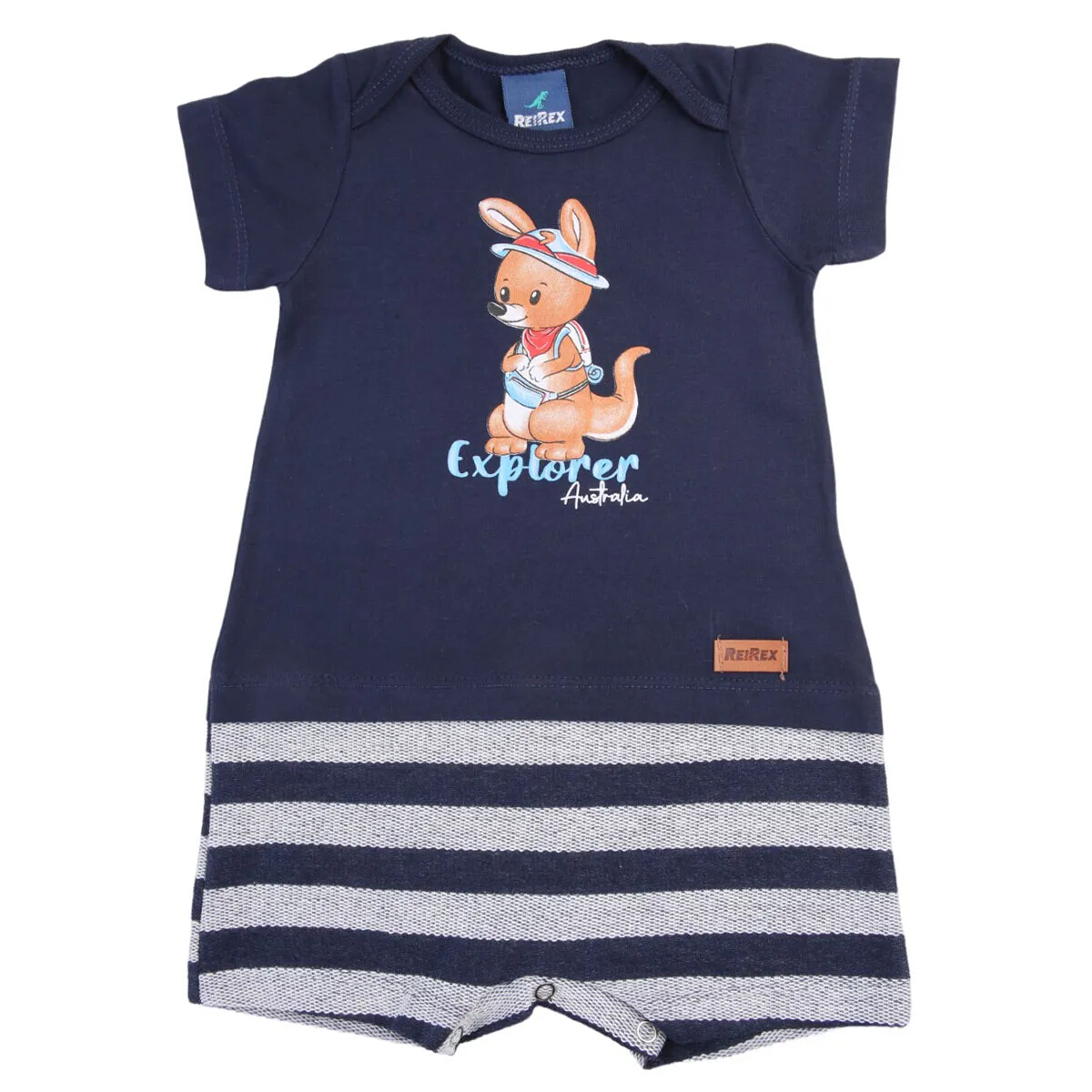 Macacão Curto Bebê Reirex Estampa Canguru