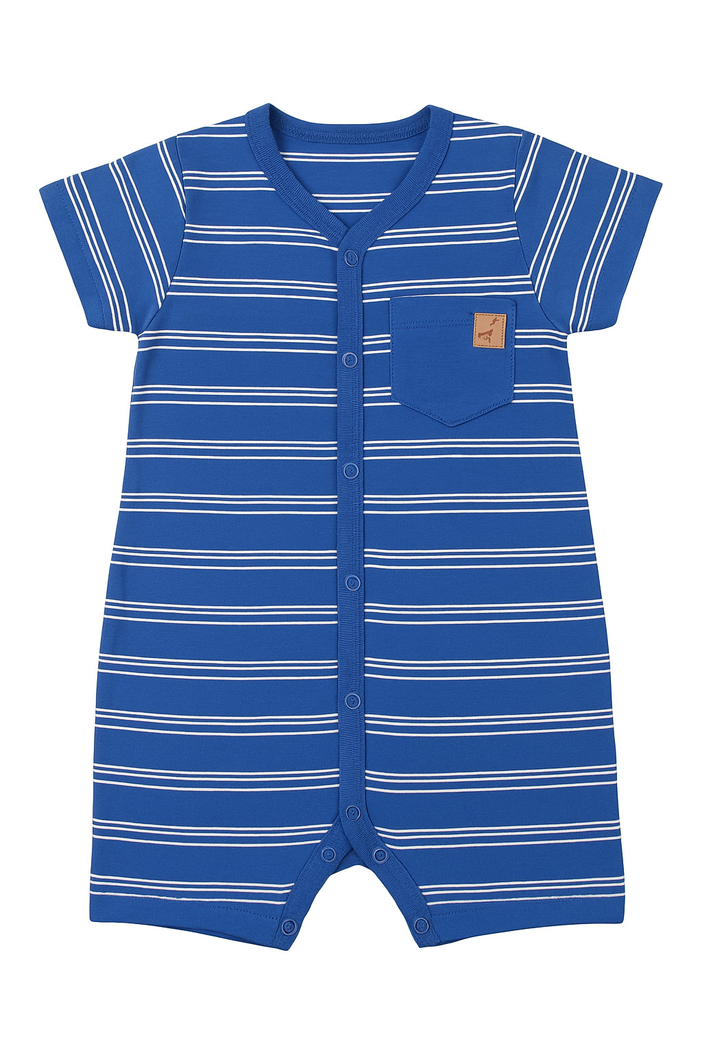 Macacão Curto Bebê Reirex Listrado Com Botões