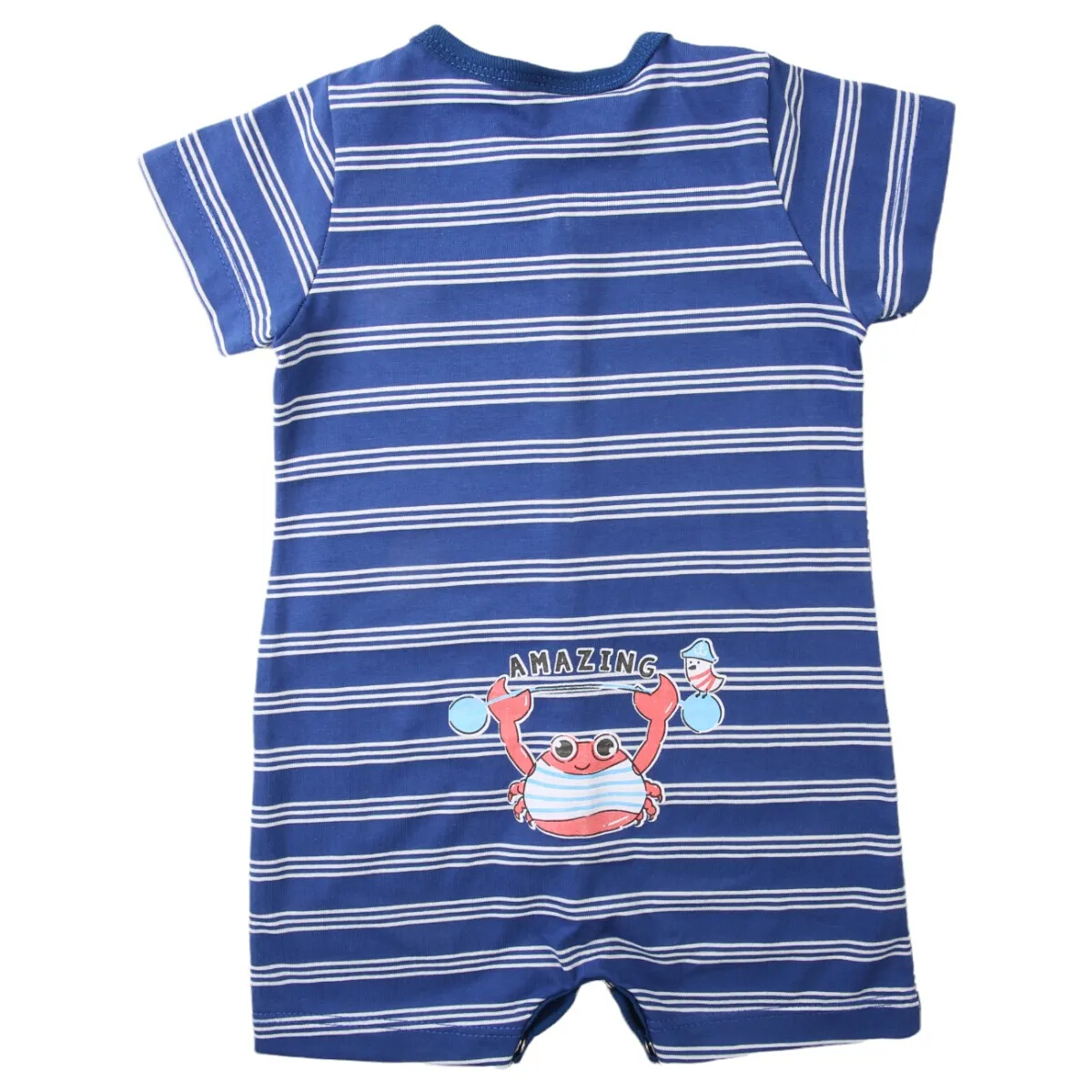 Macacão Curto Bebê Reirex Listrado Com Botões