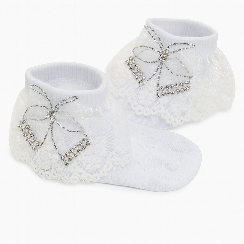 Meia Festa Bebê Everly Aplicação De Laço