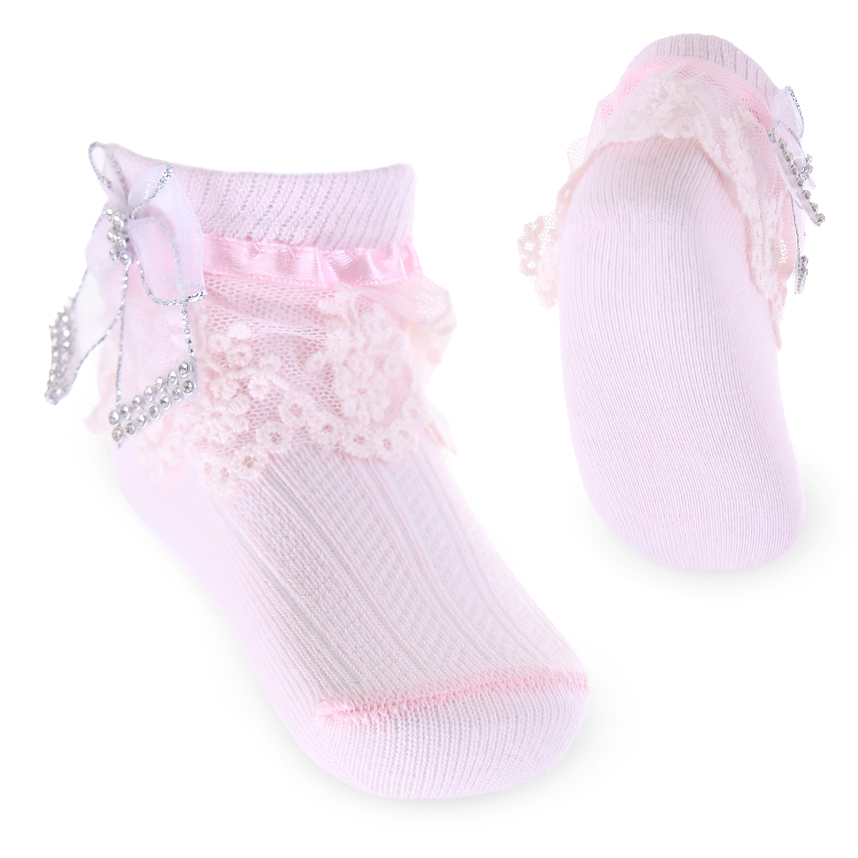 Meia Festa Bebê Everly Aplicação De Laço