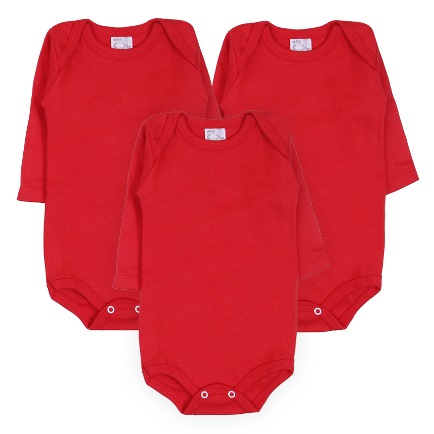 Kit Body Bebê Mub Suedine Liso - 03 Peças