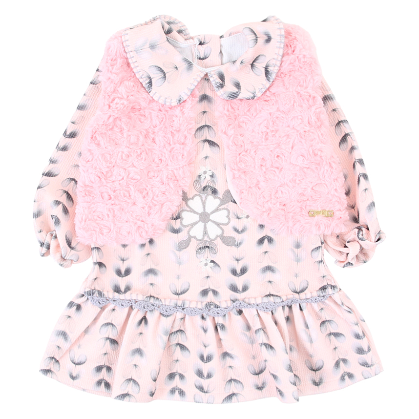 Vestido Manga Longa Bebê Kiki Com Colete Vestido Manga Longa Bebê Kiki Com Colete