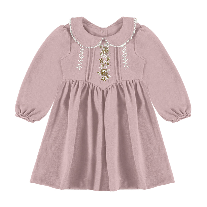 Vestido Manga Longa Bebê Kiki Detalhe Bordado Vestido Manga Longa Bebê Kiki Detalhe Bordado