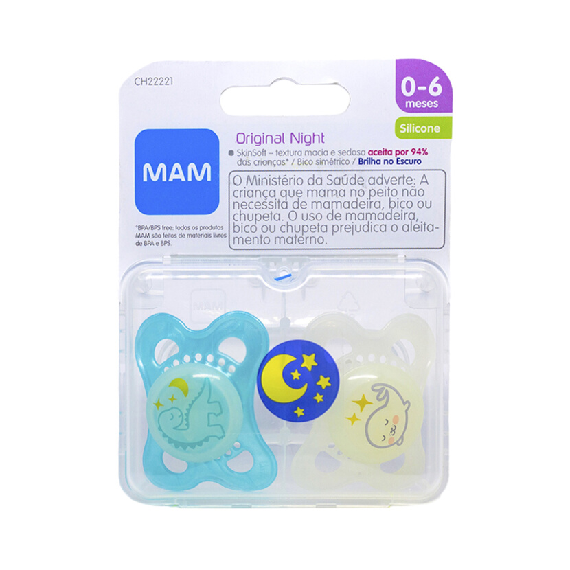 Kit Chupeta Bebê Mam Original Night Tamanho 01 - 02 Unidades