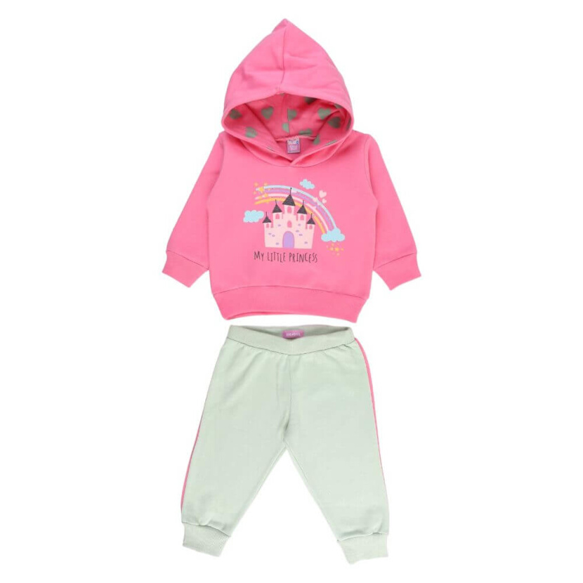 Conjunto Moletom Bebê Din Don Blusão Castelo + Calça