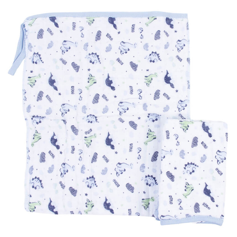 Kit Pano De Boca Gijo Soft Estampa Dino - 02 Peças