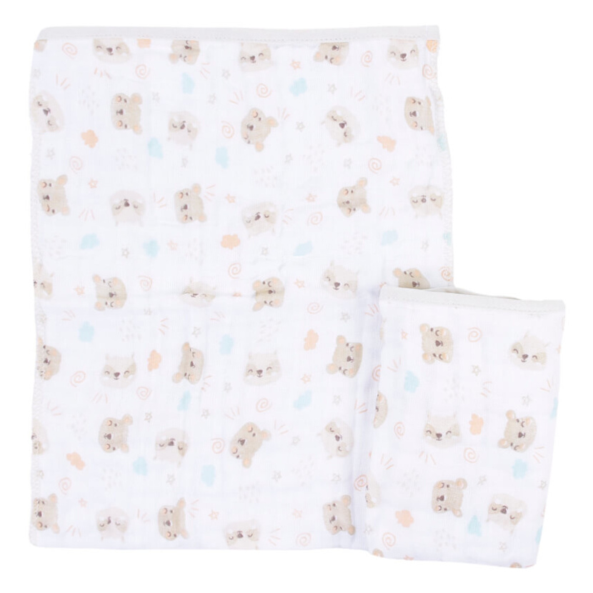Kit Pano De Boca Gijo Soft Estampa Urso - 02 Peças