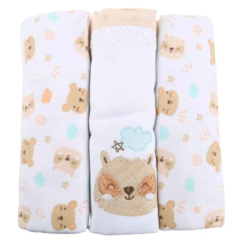 Kit Cueiro Baby Gijo Rolinho Bordado Urso - 03 Peças Kit Cueiro Baby Gijo Rolinho Bordado Urso - 03 Peças
