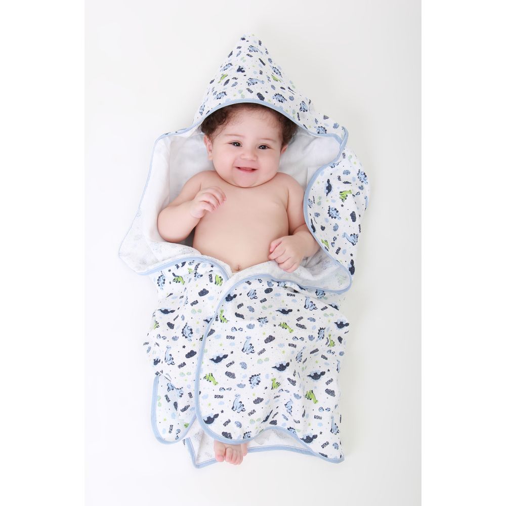 Toalha De Banho Baby Gijo Felpuda Com Capuz Dino