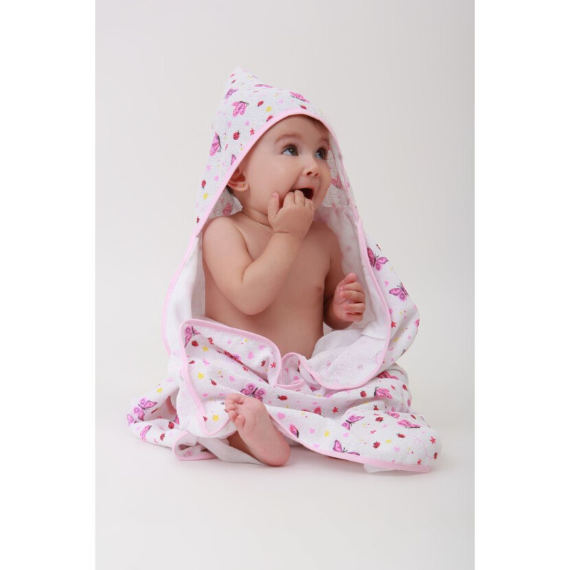 Toalha De Banho Baby Gijo Felpuda Com Capuz Borboleta