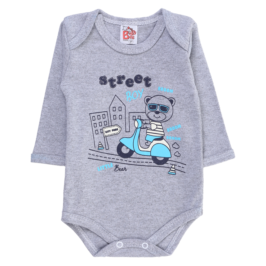 Kit Body Manga Longa Baby Bee Estampa Ursinhos - 03 Peças