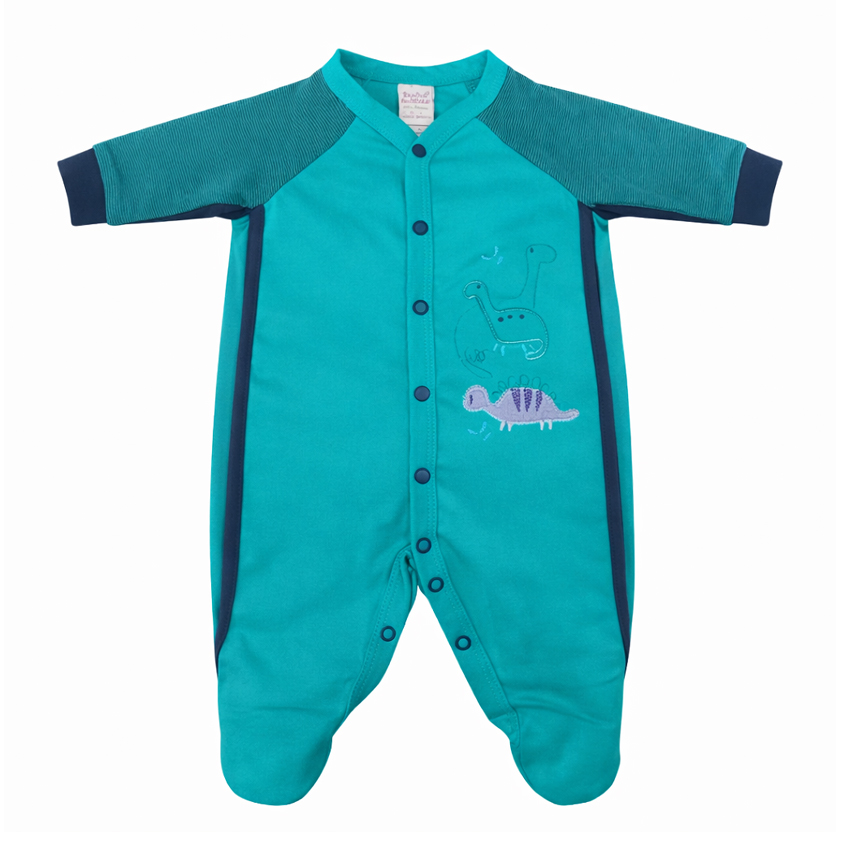 Macacão Longo Bebê Sonho Mágico Bordado Dinossauro