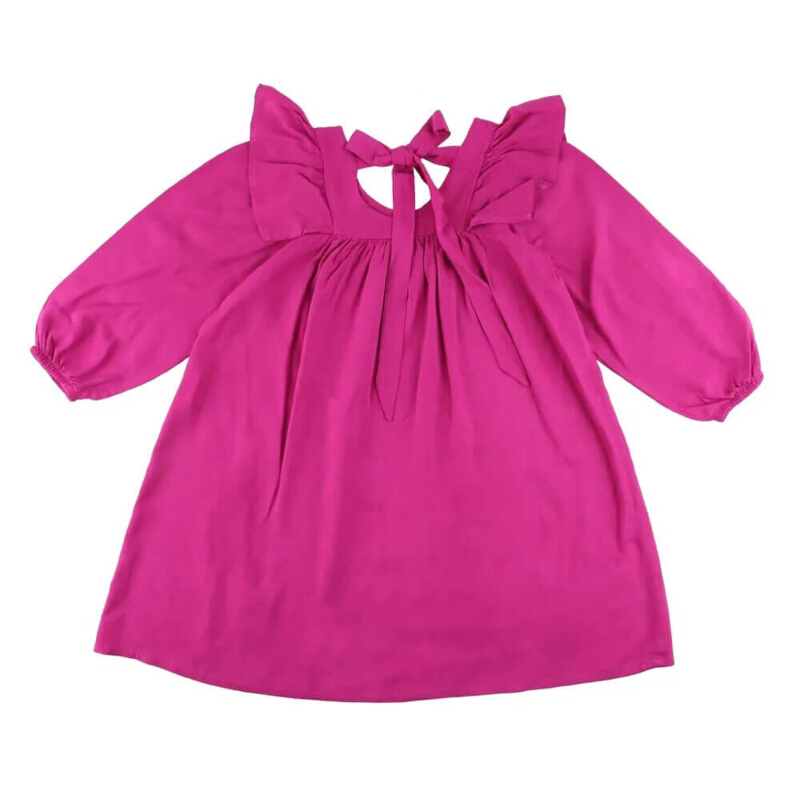 Vestido Infantil Kookabu Manga Longa Babado Nos Ombros