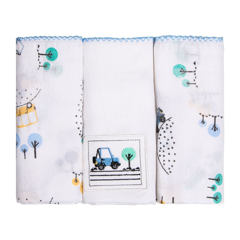 Kit Fralda Papi Bordados Karinho Estampa Bibi - 03 Peças